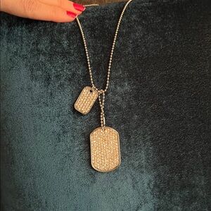 Juliet and Company Silver and Crystal Dog Tag Necklace